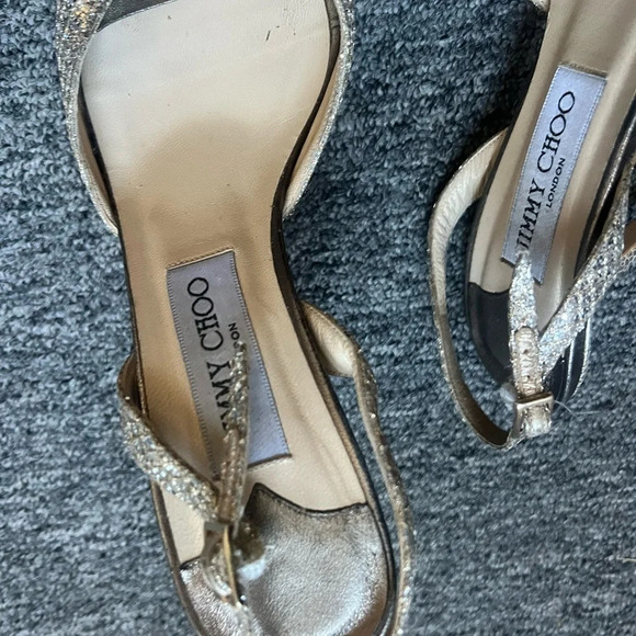 Jimmy Choo NOVA Peep Toe Slingback Glitter Pumps Size 36.5 - Picture 3 of 9